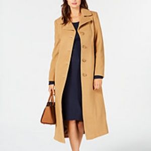 anne klein single breasted wool coat camel